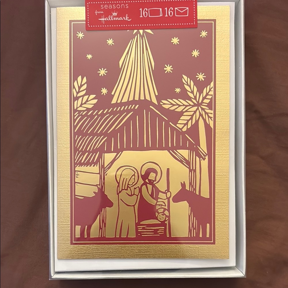 Hallmark Gold and Red Nativity Cards